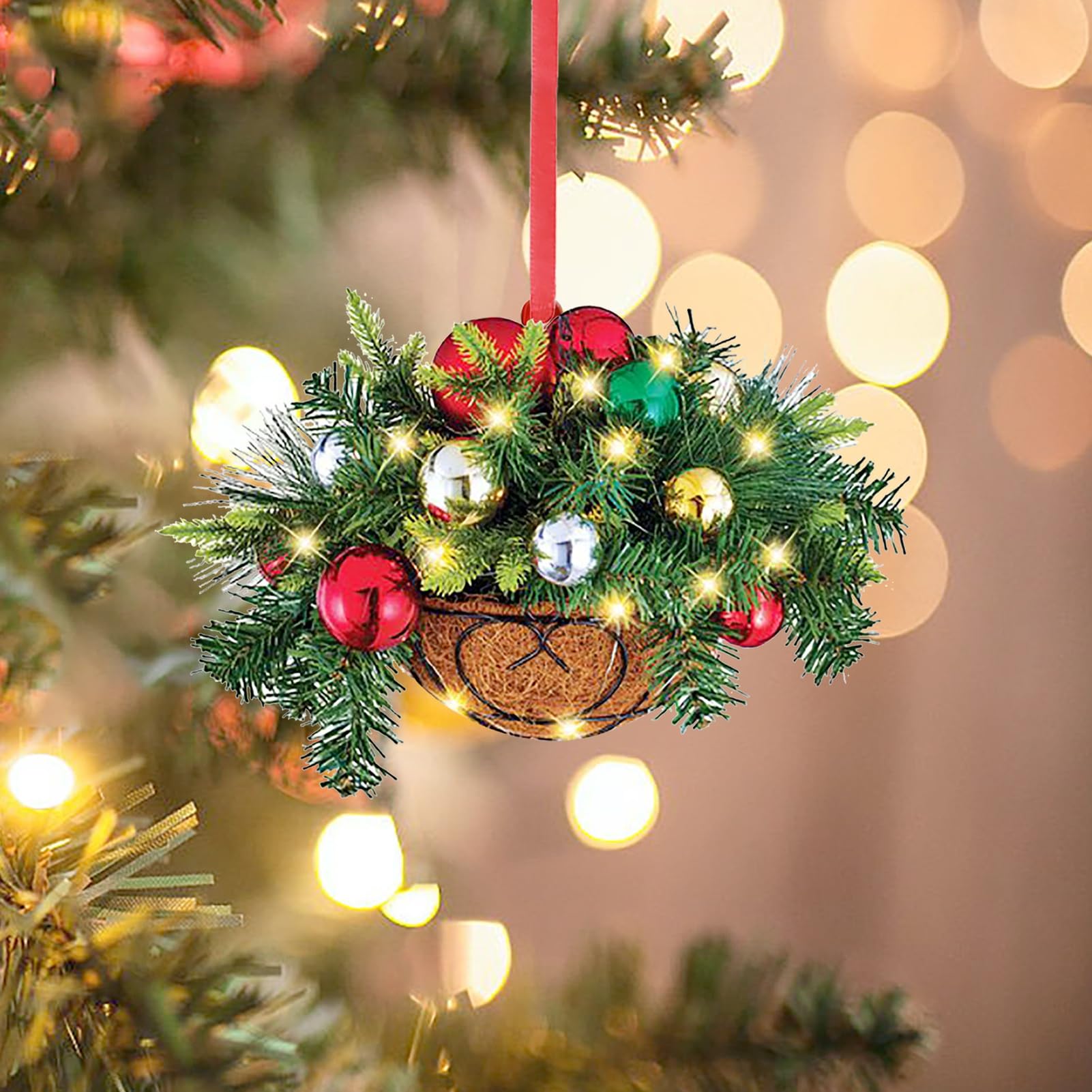 Handgehäkelter Grüner Plüschball Mit Schlüsselanhänger – Weihnachtsdekoration, Strumpffüller & Party-Deko