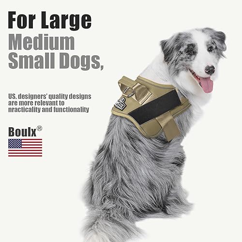 Miniatura 56 de Bolux - Arnés para perro, reflejante y transpirable, ajustable, con asa, para sacarlo a pasear, no más tirones ni asfixia (amarillo militar, talla L)