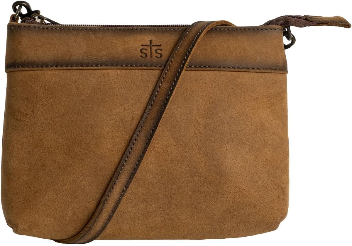 STS Ranchwear Womens Baroness Grace Distressed Brown Leather Crossbody Bag