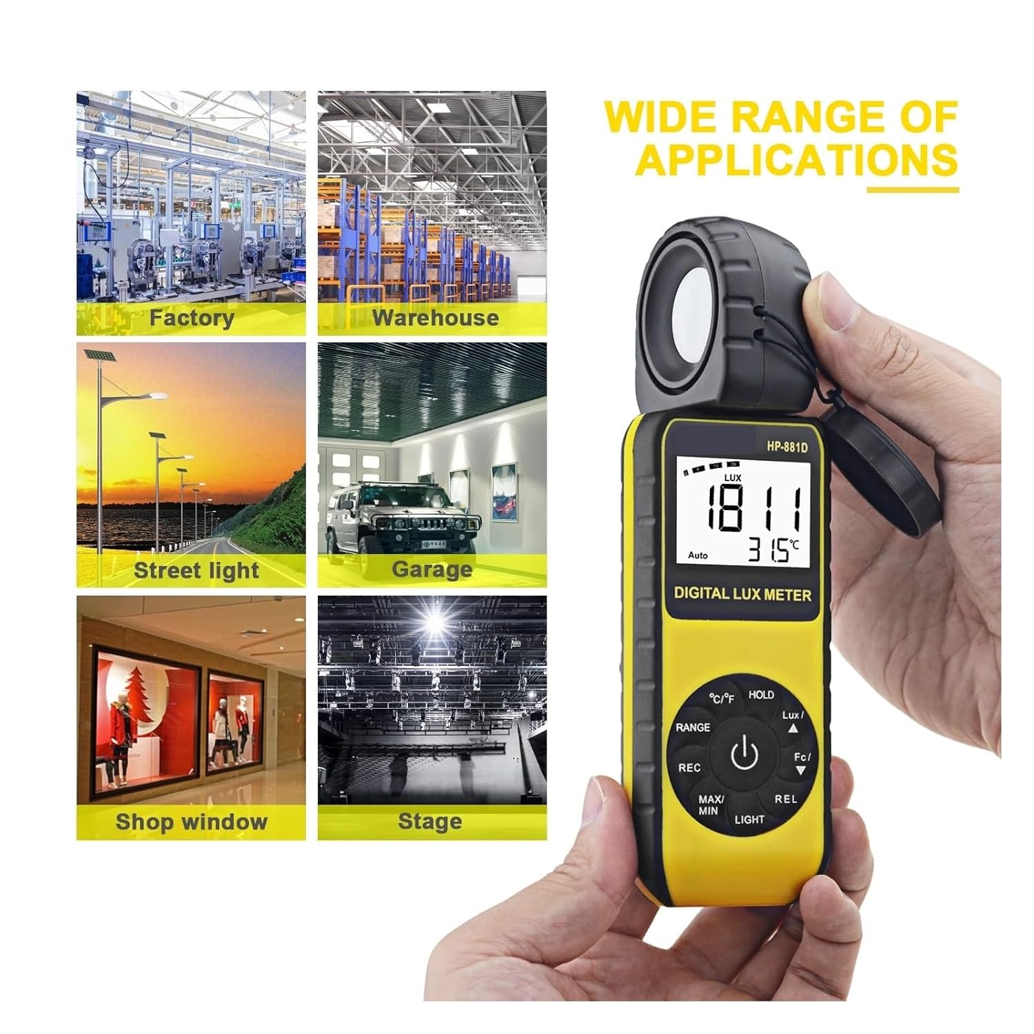 照度計 露出計 881D デジタル LUX 広範囲 0.1-400,000Lux LCD ディスプレイオートゼロ低電力インジケーター