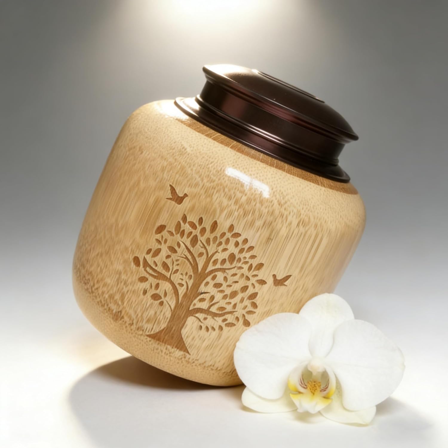 Cremation Urns for Human Ashes, Urn for Ashes Adult Male with Tree of Life, Bamboo Small Urns for Human Ashes, Memorial Funeral Urn for Men Women Dad Mom,Up to 30 cu in (Small)