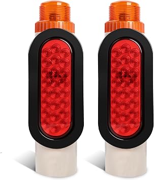 2pcs Boat Trailer Guide Pole Lights Post Turn Signal Brake Marker Reverse | Submersible Level Waterproof IP67 DOT SAE APPROVED 12-24V 2025 Upgrade on Pipe Tail for Post Light Sealed