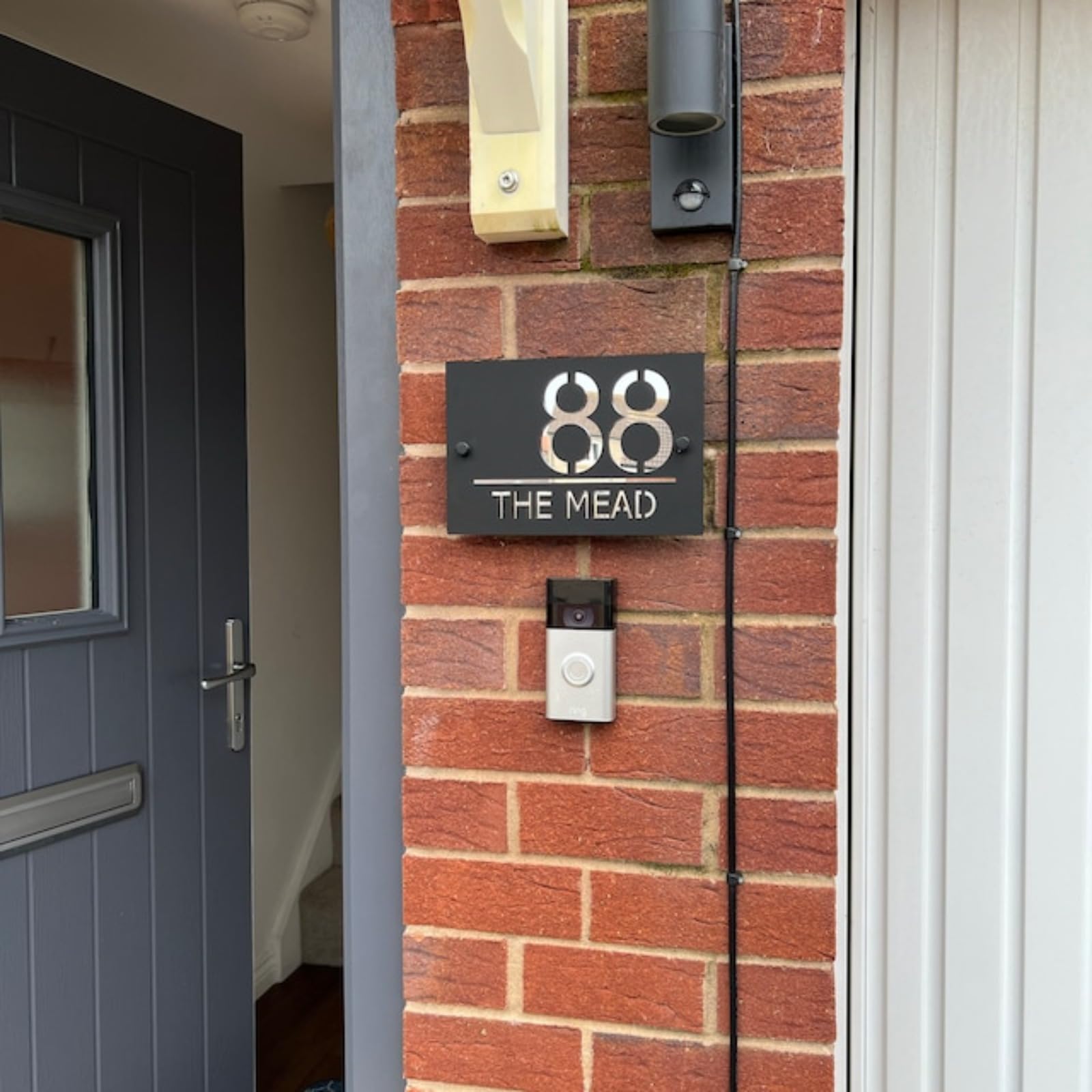 Placa De Dirección Personalizada,Letrero De Número De Casa 3D Acrílico Personalizado Con Nombre De Calle,Numeros Casa Exterior,Señal De Dirección De Tienda Placa (20 * 40cm,Plata y negra)