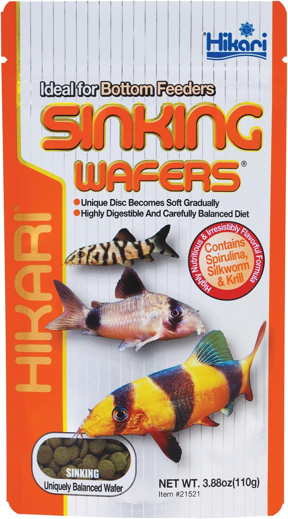 Hikari Tropical Sinking Wafers for Catfish, Loaches and Bottom Feeders 110 Grams