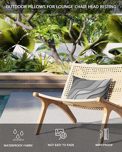 Miniatura 4 de Almohadas geométricas degradadas para exteriores, almohadas estéticas de cabeza abstractas en color negro, gris, blanco, degradado, modernas,