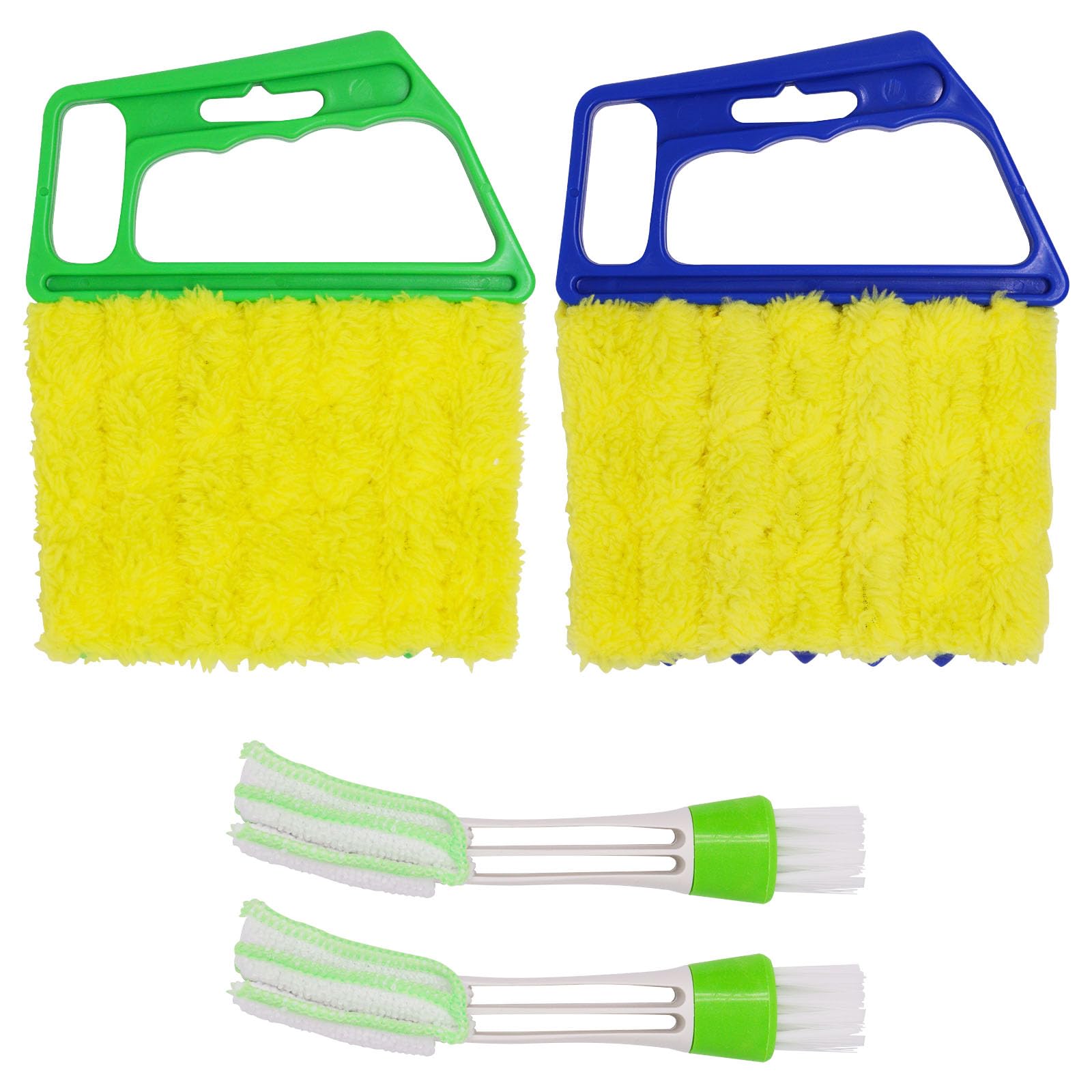 4pcs Blind Cleaner Duster Tool, Blind Duster for Vinyl Blinds Window Venetian 7 Finger Dusting Cleaner Brush for Window, Air Conditione Dust Dirt (Blue &amp; Green)