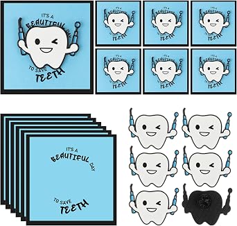 Yunlly 6 Pcs Dental Gifts Cute Tooth Pin with Cards Cartoon Dentist Enamel Brooch Pin Badges Charm Doctor Nurse Gift Jewelry Accessories for Dental Assistant Medical Orthodontist Hygienist