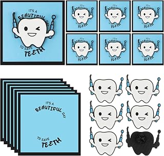 Yunlly 6 Pcs Dental Gifts Cute Tooth Pin with Cards Cartoon Dentist Enamel Brooch Pin Badges Charm Doctor Nurse Gift Jewelry Accessories for Dental Assistant Hygienist Men Women National Dentists Day
