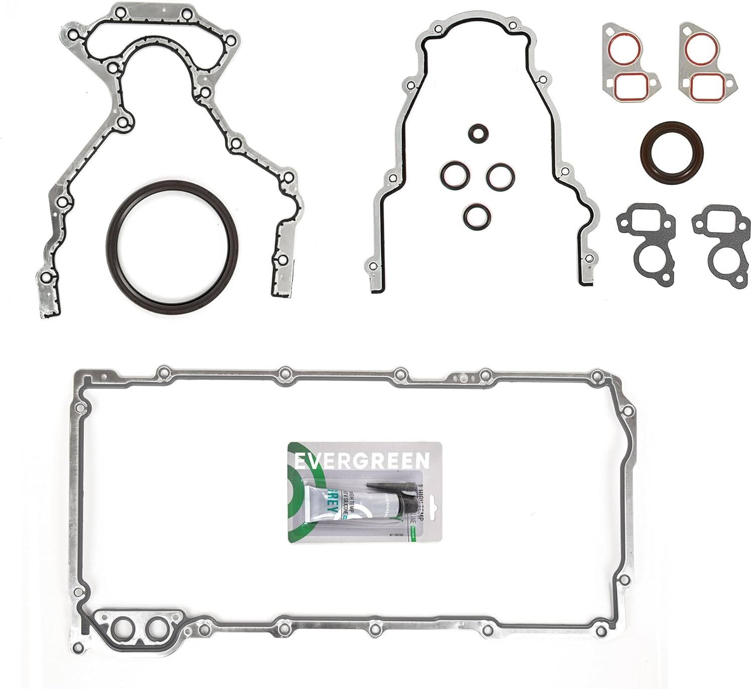 Evergreen SA-3129822907 Rear Main Seal Oil Pan Gasket Timing Cover Compatible with/for CHEVY GMC 4.8 5.3 6.0 6.2L V8 OHV