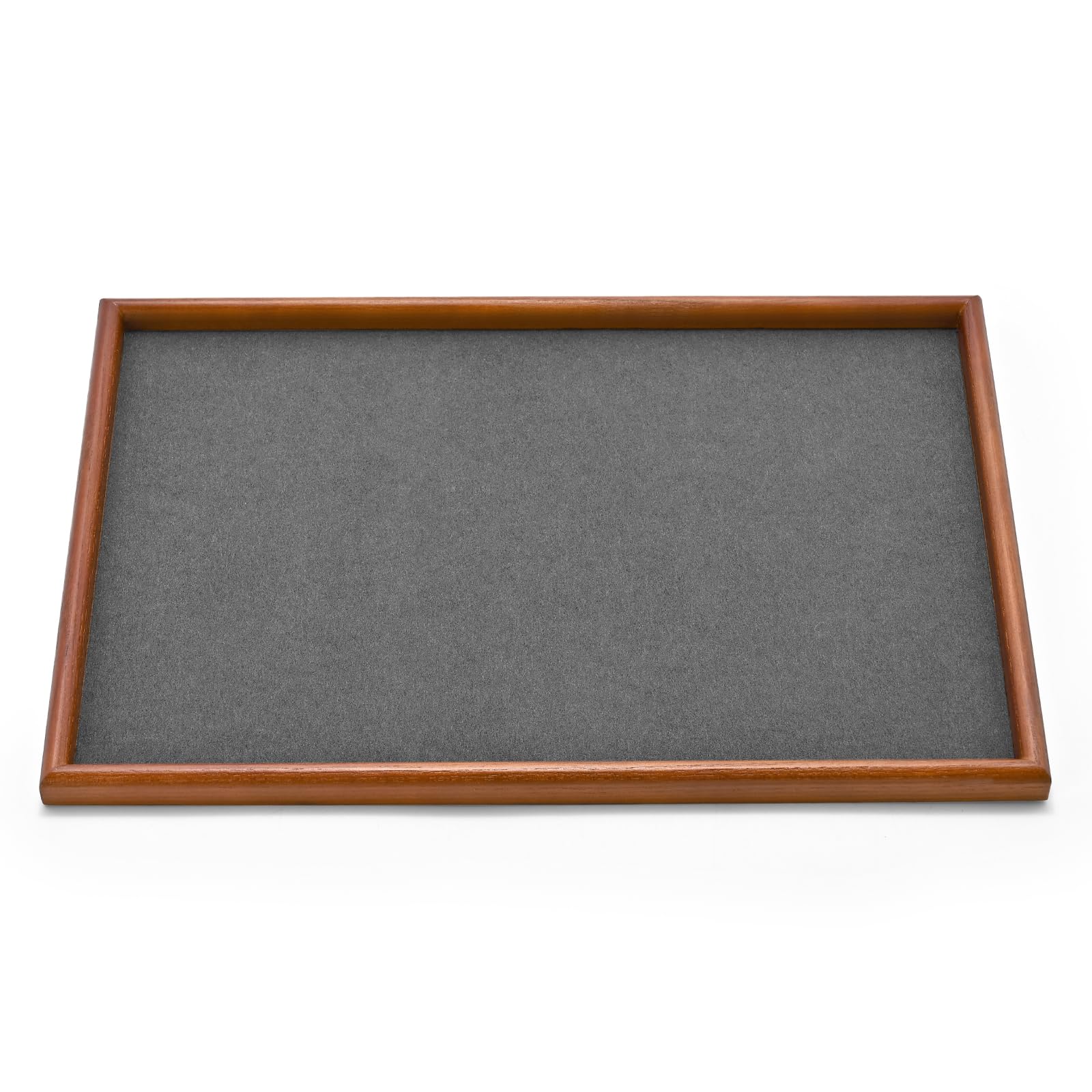 Oirlv Rectangle Plateaux à Bijoux Plateaux à Bijoux En Bois Massif,Organiseur à Bijoux,Rangement de Bijoux(Grand Format/Gris Foncé)
