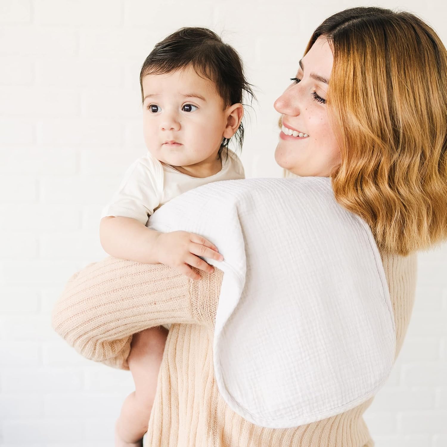 Konssy Muslin Baby Burp Cloths Sets for Unisex- 6 Pack Large 100% Cotton Burping Clothes for Newborn, Baby Girls and Boys - Image 2