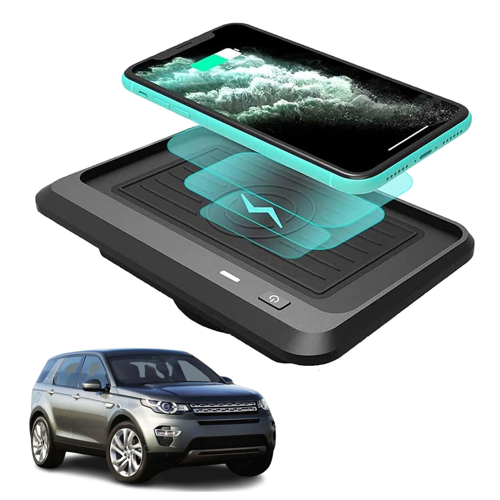 Bezprzewodowa ładowarka samochodowa Discovery, 15 W bezprzewodowa szybka ładowarka do telefonu, bezprzewodowa ładowarka do konsoli środkowej, kompatybilna z telefonami obsługującymi Qi.