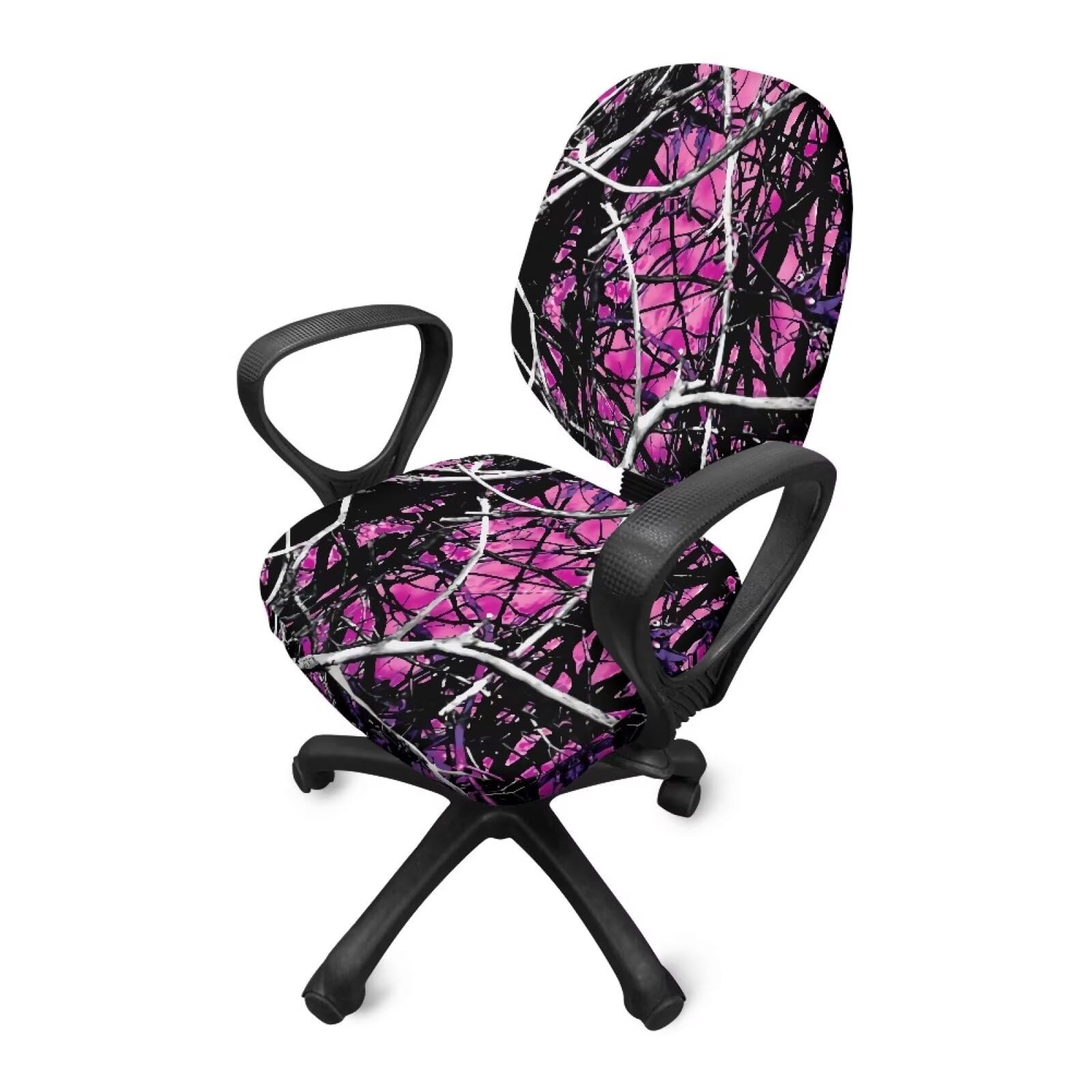 Xoenoiee Coprisedie per Sedia da Ufficio con Stampa Camouflage Albero Rosa Elasticizzate 2 Pezzi, Coprisedia Protettiva e Decorativa per Sedia da Computer