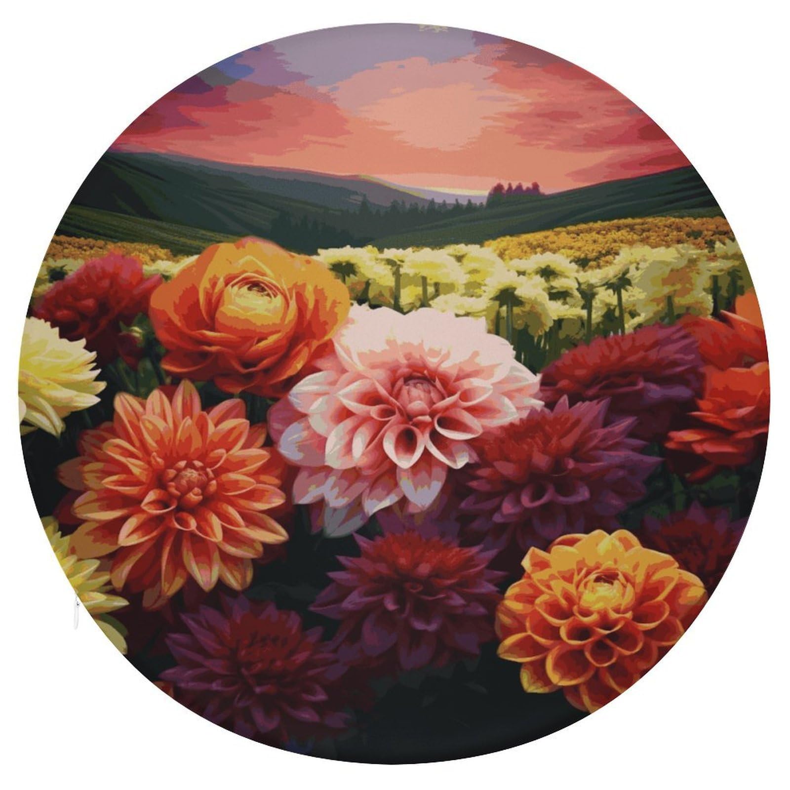 Wsoihfec Style Beautiful Colorful Flowers Seat Cushion Round Chair Pad
