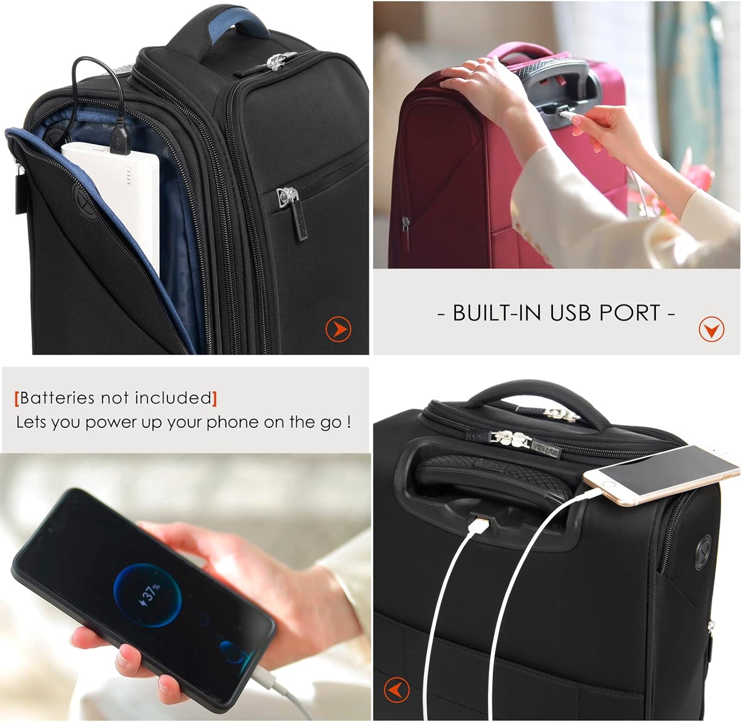 Buy VERAGE Carry On Underseat Luggage with Wheels & USB Port, Wheeled