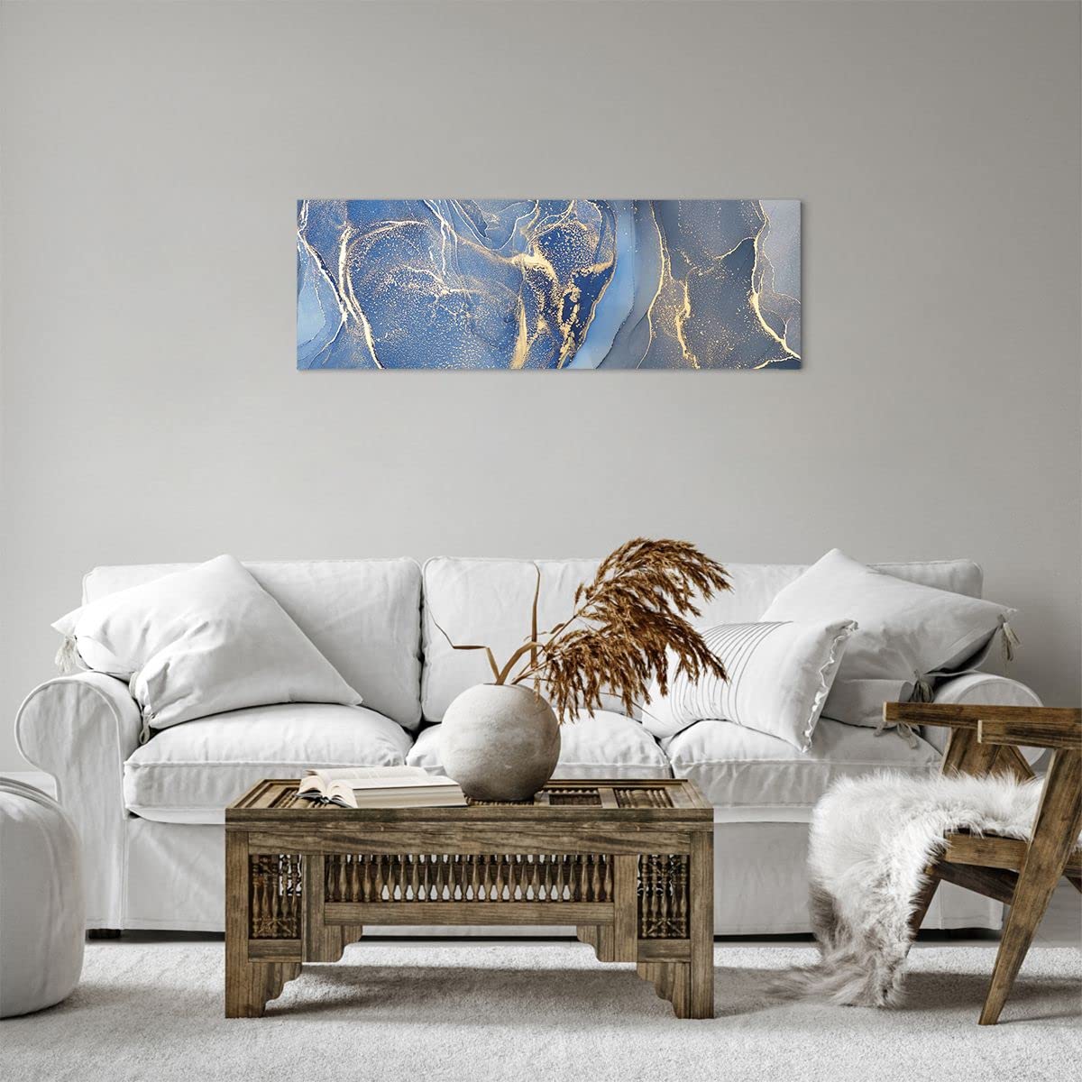 CWBLYZ Stampe D'Arte,3 Pezzi-Quadro su Tela Astratto Con Blocchi di Colore Azzurro Moderno e Minimalista per la Decorazione Della Camera da Letto e Del Soggiorno-40 * 60Cm (Senza Cornice