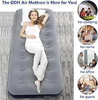 Vista 7 de Colchón de aire inflable para campamento, cama de aire con superficie flocada, cama de viaje, cama de aire para acampar al aire libre, tienda de azul