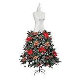 Bonnlo 6ft Mannequin Christmas Tree, Artificial Dress Form Xmas Tree with Pinnable Torso and Stable Metal Base, Easy to Set Up Lush Branch with Red Berry Nut Flower for Christmas Decor Display (White)