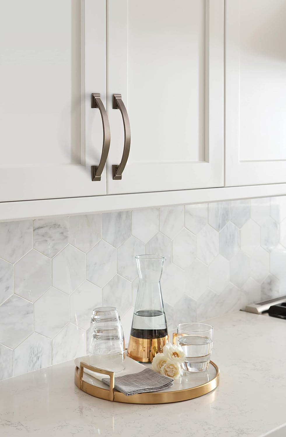 Amerock | Cabinet Pull | Gunmetal | 3-3/4 inch (96 mm) Center to Center | Candler | 1 Pack | Drawer Pull | Drawer Handle | Cabinet Hardware