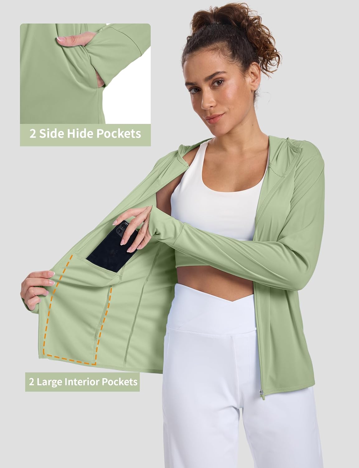 Women's Sun Protection Jacket Zip up Hoodie Lightweight Long Sleeve UV Cover Up Hiking Shirt UPF 50+ - Image 6