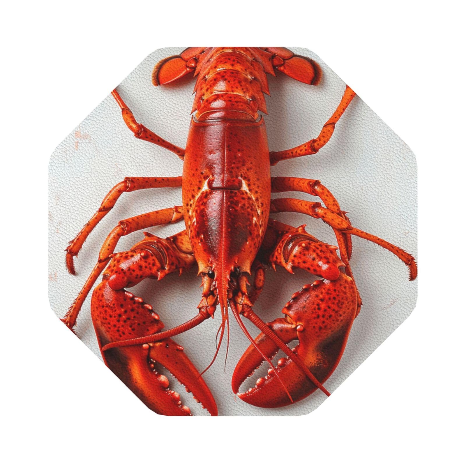 Lobster Print Leather Coaster Set of 6, Octagon Coasters Table Decorative Coffee Cup Beverage Coasters Wine Beer Bar Coasters for Hot Drinks Table Protection