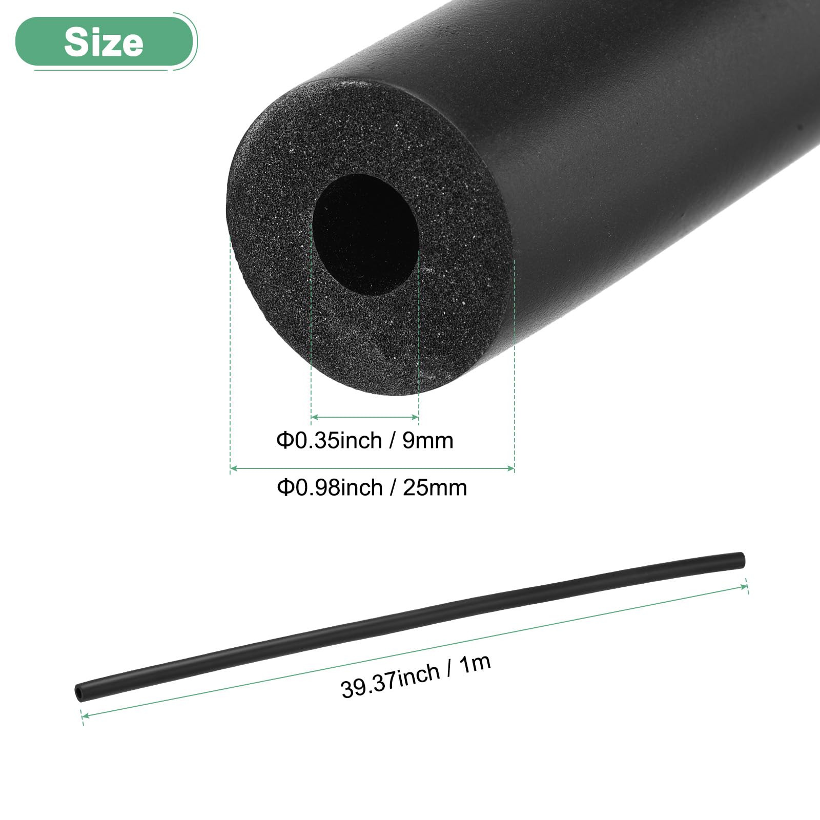 M METERXITY Pipe Insulation Tube, 9mm ID 25mm 1" OD 3.3Ft 1m Length - Image 3