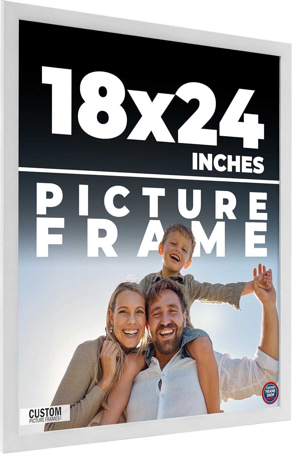 18x24 Frame White Real Wood Picture Frame Width 0.75 Inches | Interior Frame Depth 0.5 Inches | Bianca Mid Century Photo Frame Complete with UV Acrylic, Foam Board Backing & Hanging Hardware