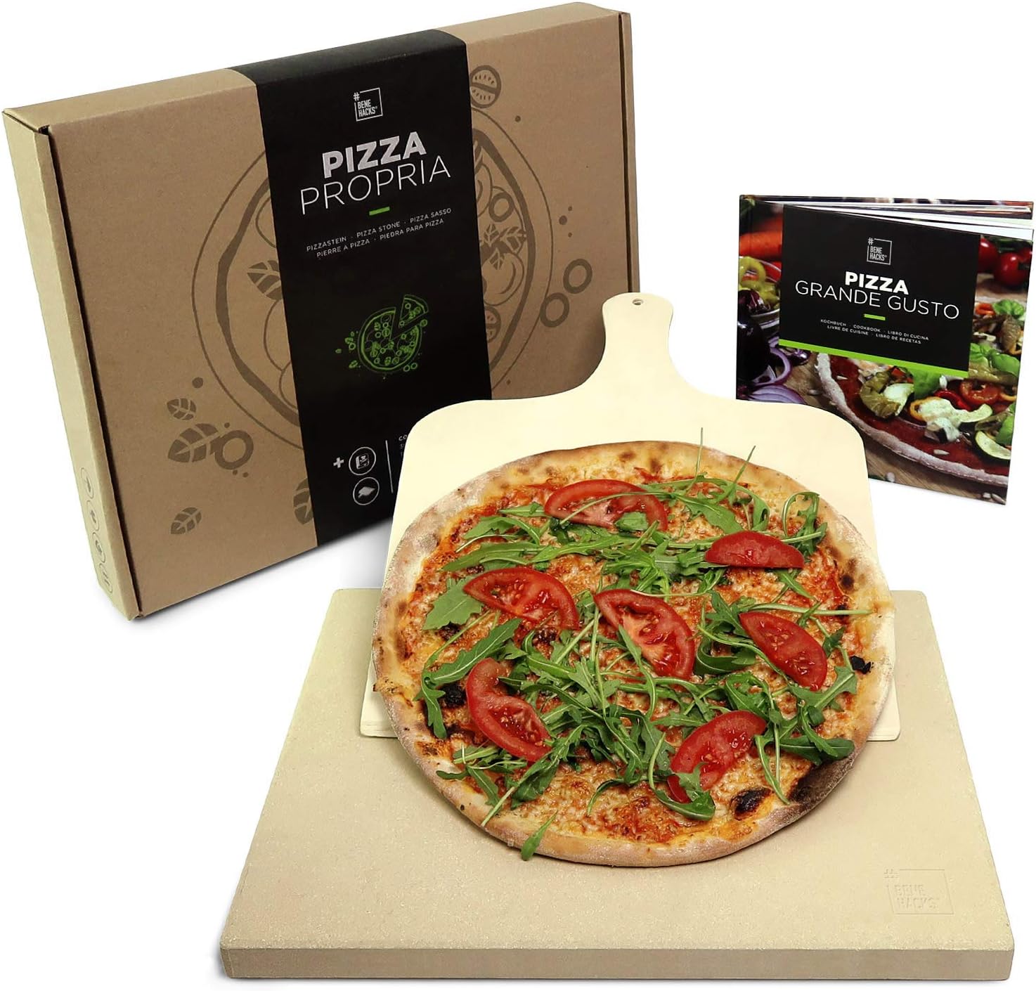 #benehacks Pietra Refrattaria Propria Forno Pizza e Barbecue 3 cm – Pietra  Pizza per Forno da Cucina Elettrico – Barbecue Carbone e Forno a Gas –  Pietra Naturale con Pala per Pizza e Libro Ricette : Amazon.it