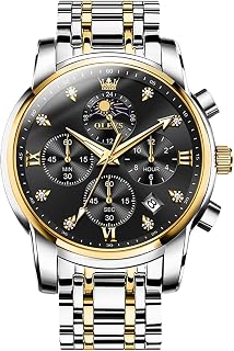Herren Chronograph Armbanduhr Quarz Edelstahl Analog Dual Time