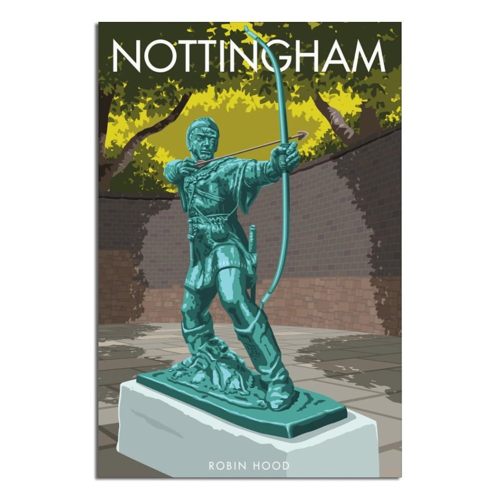 Vtgclt Unframe-Style England Nottingham Vintage Travel Posters Robin Hood Canvas Painting Pictures Prints Wall Art For Bedroom Office Decor 20X30inch(50X75cm)