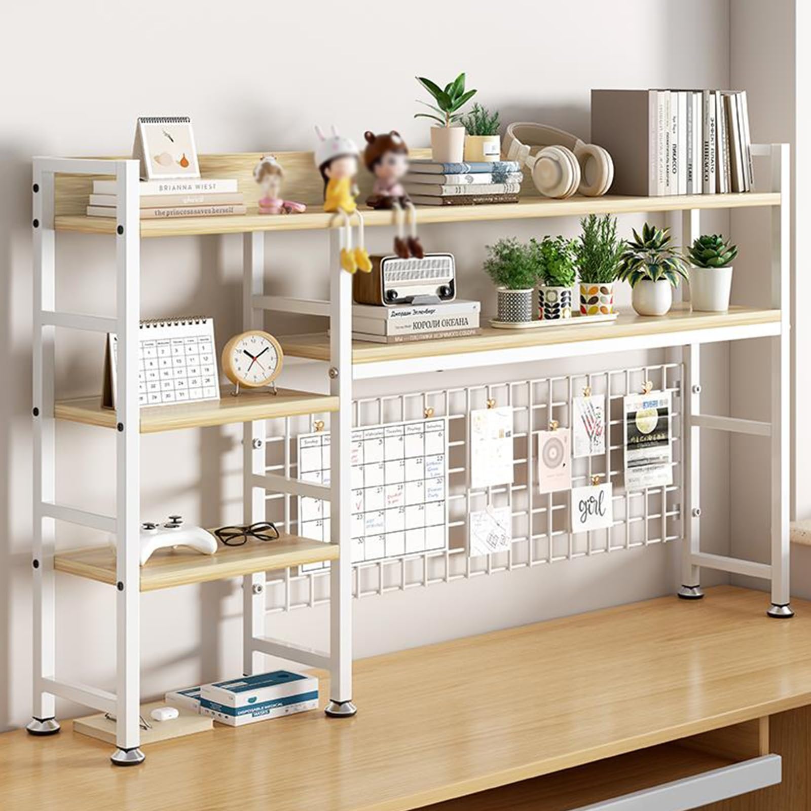 Libreria da scrivania, per dormitorio universitario, scaffale multiuso, libreria per studenti, organizer da scrivania per computer, ripiano da 134,6 cm, per casa o ufficio