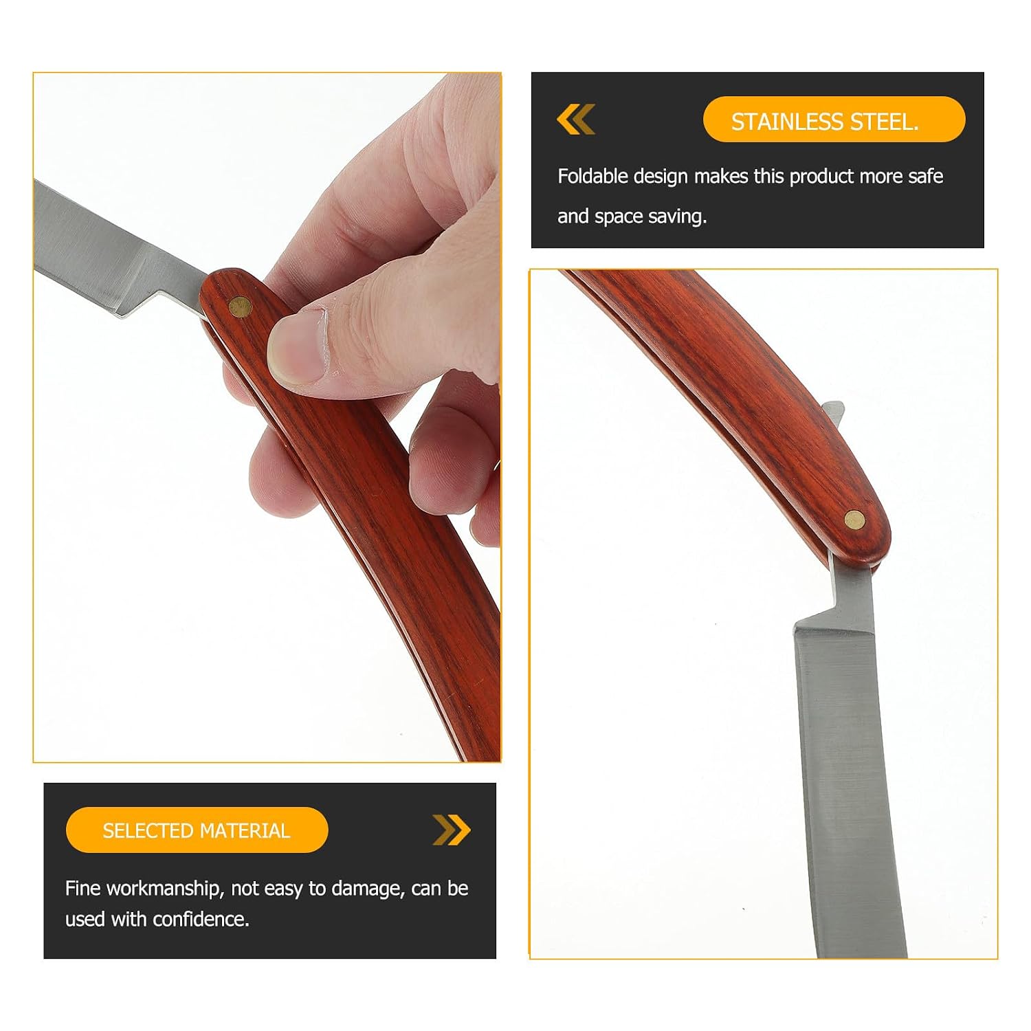 Straight Barber Razor with Foldable Design, Manual Shaving Tool