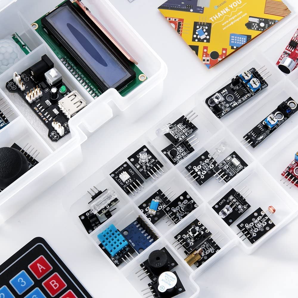 MMOBIEL 37 en 1 Kit de modules de capteurs. Jeu Complet pour la Plupart des Ordinateurs monocartes. Compatible avec l'IDE Arduino UNO R3 Méga Nano incluant Un tutoriel.
