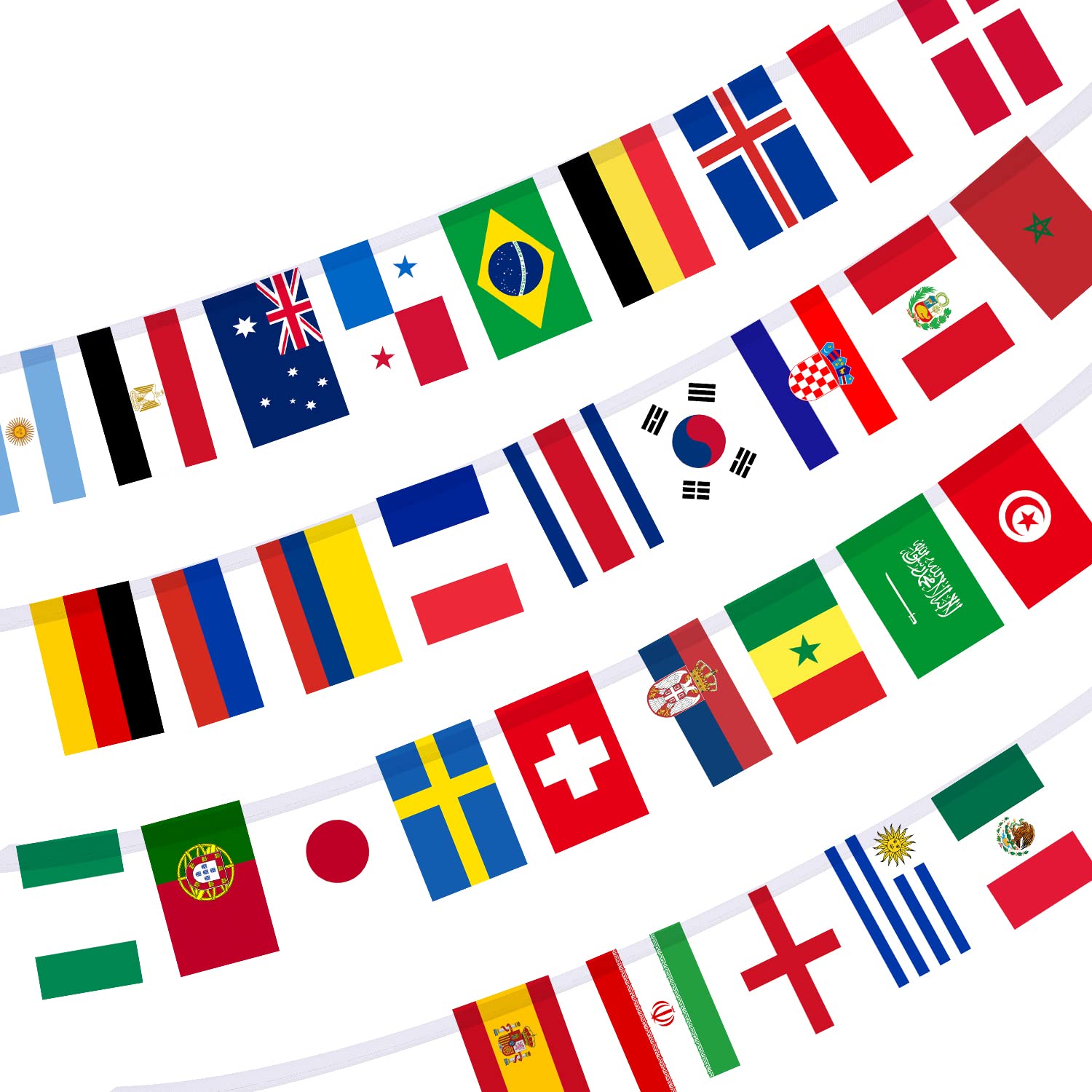 AIEX 32 Countries String Flag, 7.9x11inch Country Flags for Room