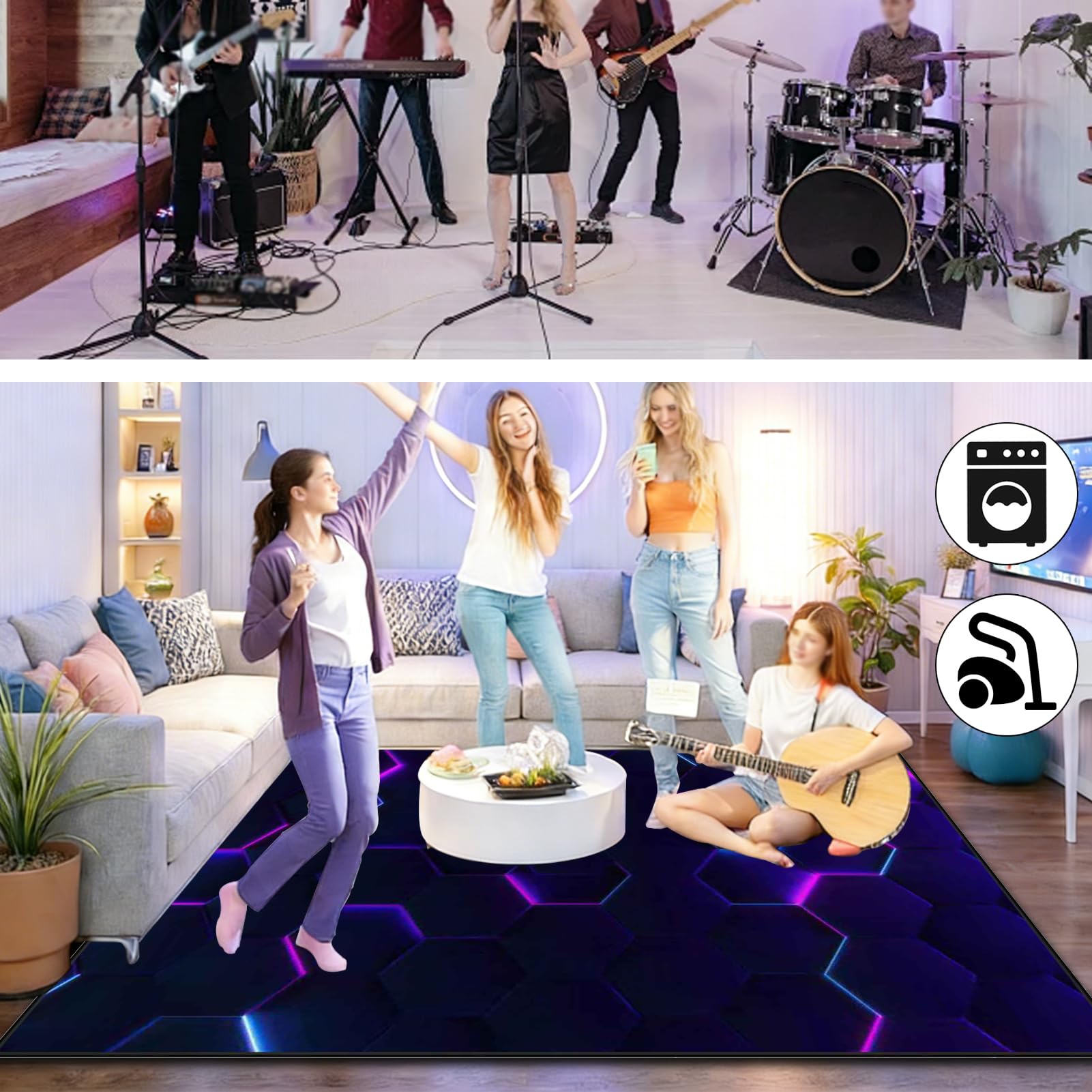 180 x 140 cm Dywan z baterią elektroniczną Dźwiękoszczelny Antypoślizgowy Dywan Pochłaniający Akustyczny Profesjonalna mata do instrumentów muzycznych do instrumentów muzycznych do gitary basowej