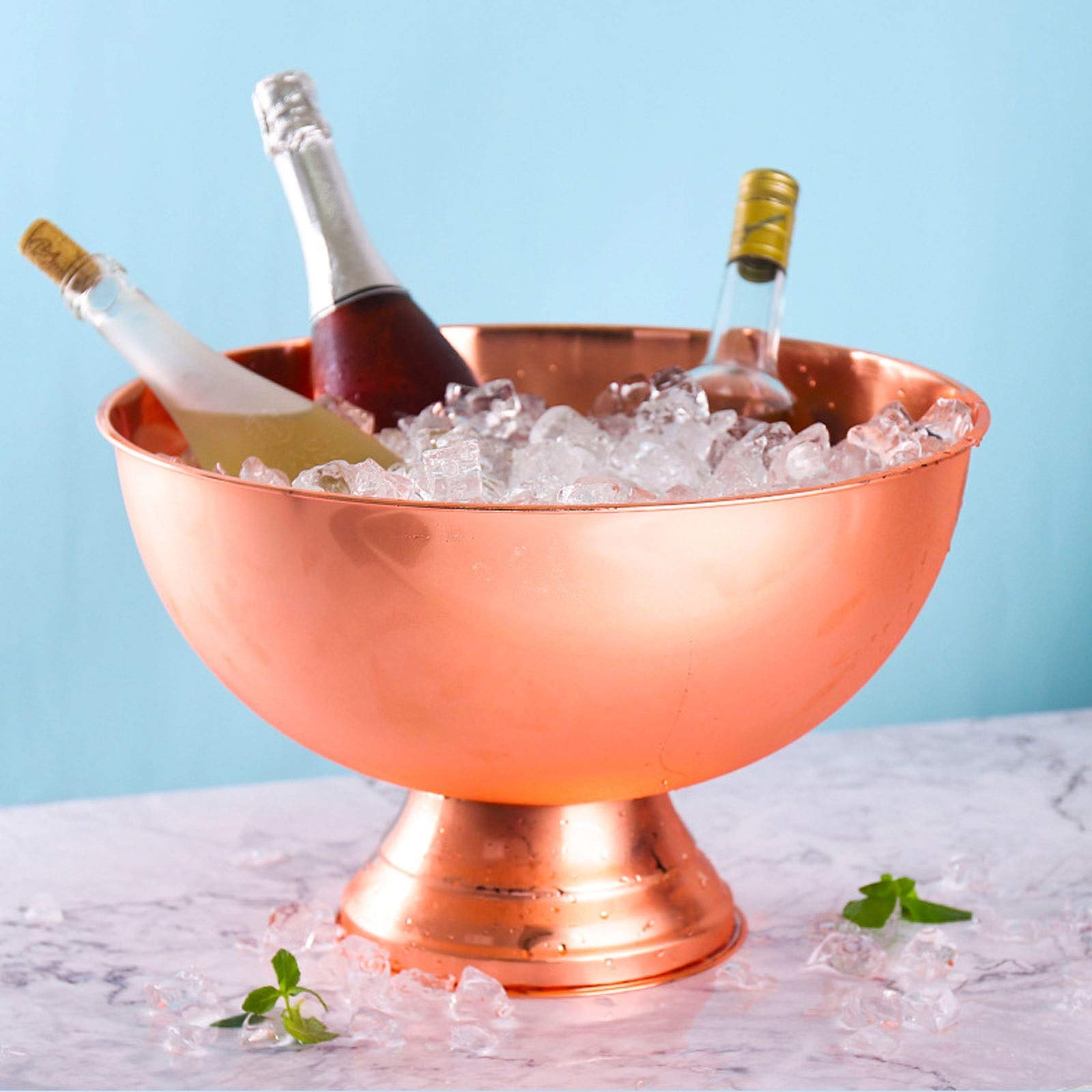 Cubo de hielo, palangana de acero inoxidable para champán, cubo de hielo portátil para bar, KTV, champán, vino, vino extranjero, cubo de hielo, adecuado para bebidas y fiestas privadas, cubo de h