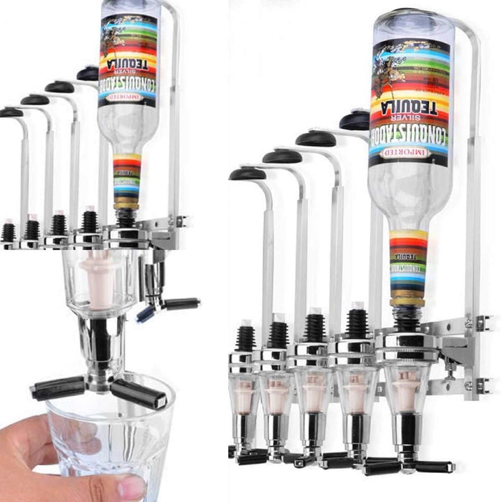 BALLSHOP 6 Bottle Bar Optics Dispenser Drinks Stand Wall Mounted Spirit Drink Bottle Holder Modern Wine Racks