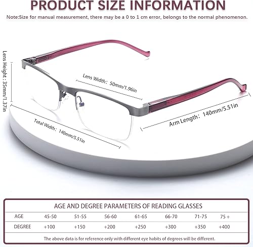 Miniatura 2 de CLASAGA Progressive Multifocus Reading Glasses for Women Men, Blue Light Ladies Computer Reader Metal Half Frame Eyewear