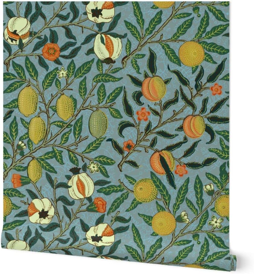 Removable Wallpaper 3ft x 2ft - Victorian Style Citrus Fruit English Garden Antique Vintage Inspired Custom Pre-Pasted Wallpaper by Spoonflower