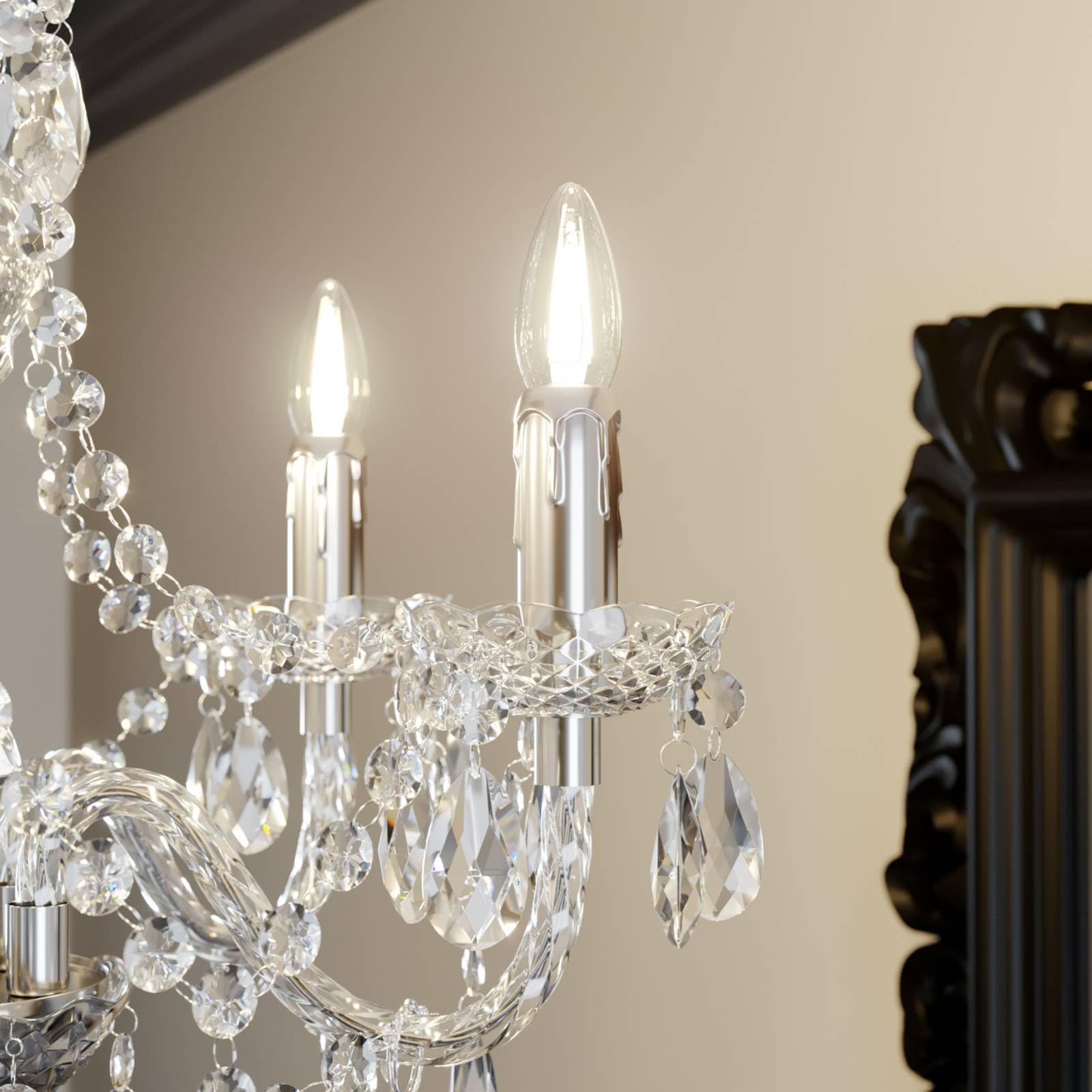 Lindby Kronleuchter Merida (Retro, Vintage Antik) in Transparent (5 flammig E14) - Pendelleuchte Hängelampe Lüster Lampe Deckenleuchte Deckenlampe Wohnzimmerleuchte