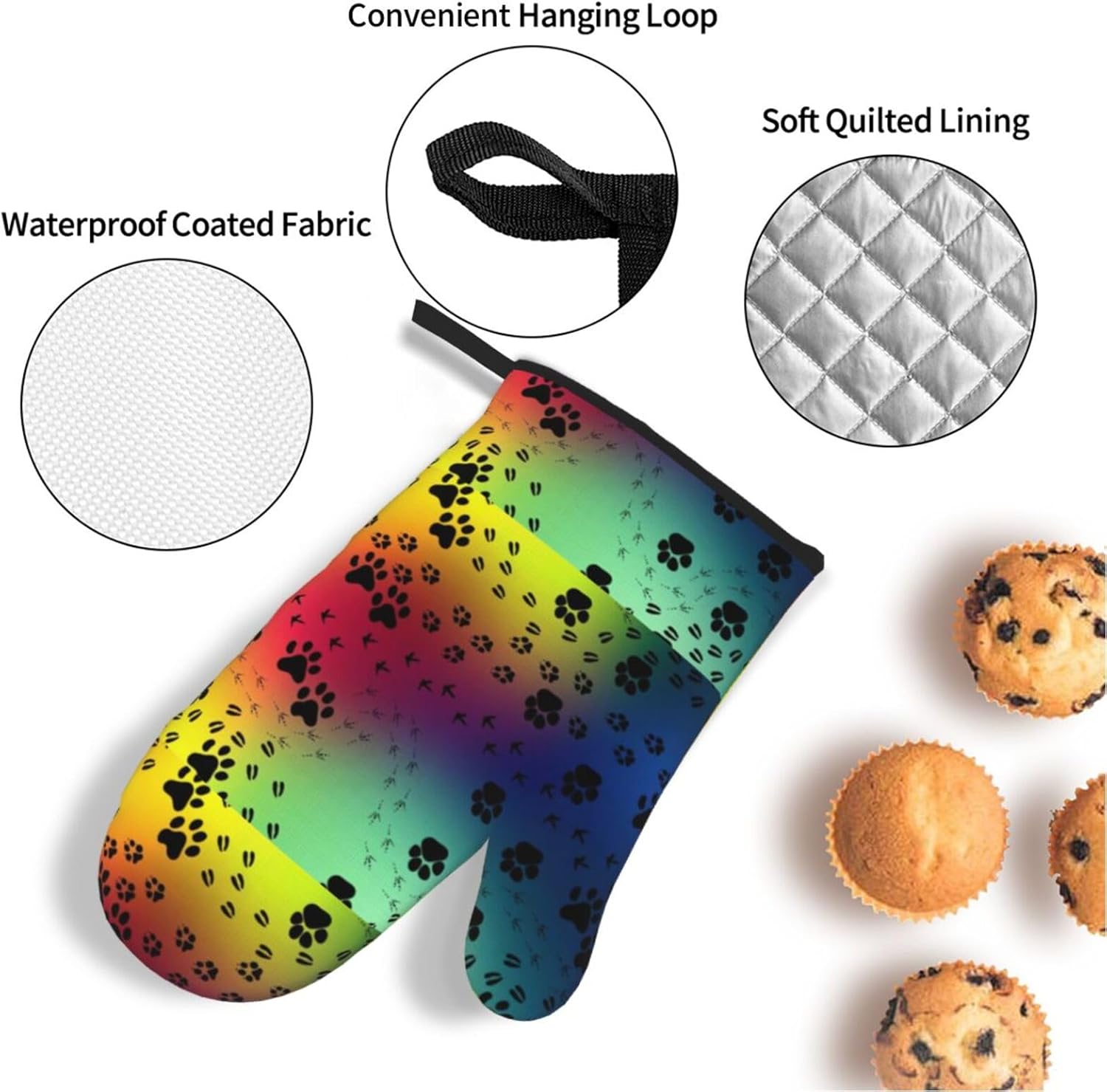 Paw Prints Pattern Kitchen baking four piece set, fit for cooking and baking, oven, microwave, and outdoor barbecue