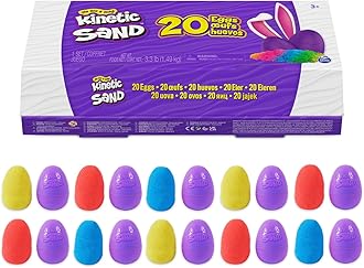 Kinetic Sand, 20-Pack Eggs with Red, Yellow, and Blue Play Sand, Goodie Bag Toys, Sensory Toys for Kids