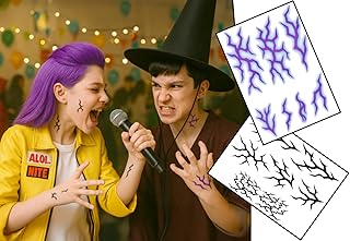 Comprar Tatuajes temporales tribales estilo K-Pop - ¿Eres el guardián o el demonio? 2 hojas A5 de marcas de fantasía negras y moradas para cosplay, festivales y Halloween