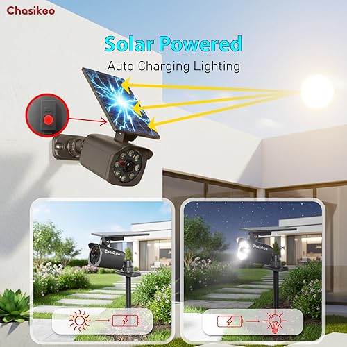 Miniatura 4 de Chaiskeo - Luces solares con sensor de movimiento para exteriores, luces de inundación de seguridad solar, foco LED alimentado por energía solar,