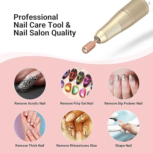 Miniatura 7 de MelodySusie Brocas para uñas con parte superior de cristal, brocas de carburo de barril grande de 2,38 mm, adecuadas para manicura, pedicura,