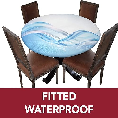 Vista 11 de Mantel redondo abstracto ajustado con borde elástico, estampado de flores, estampado tradicional, de poliéster, se adapta a mesa redonda de 36