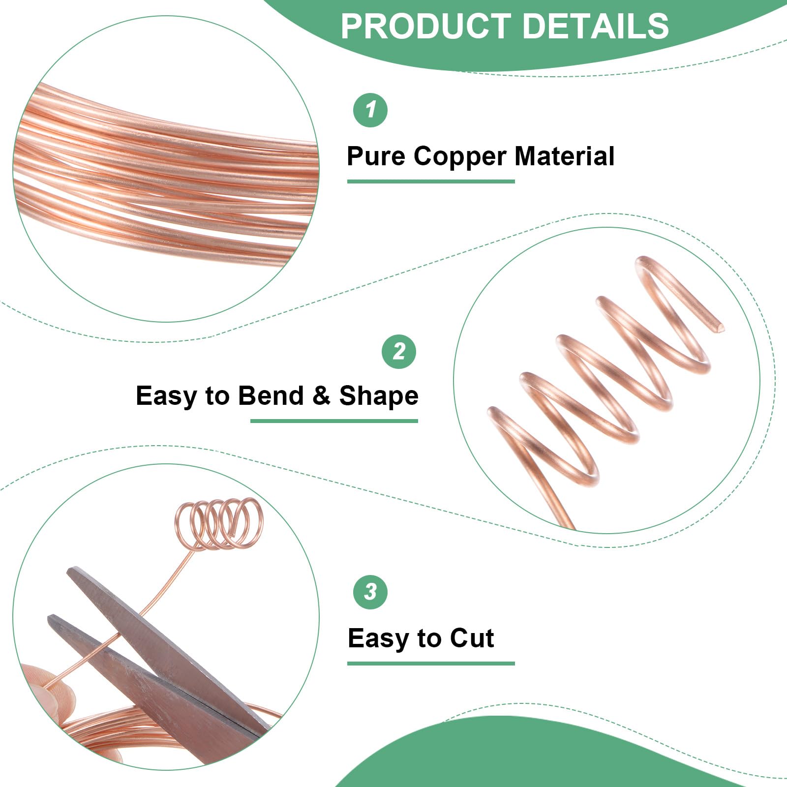 M METERXITY 99.9% Soft Copper Wire, 18 Gauge 49FT Pure Copper Wire for DIY Crafting/Jewelry Making/Gardening Plant/Beading - Image 2