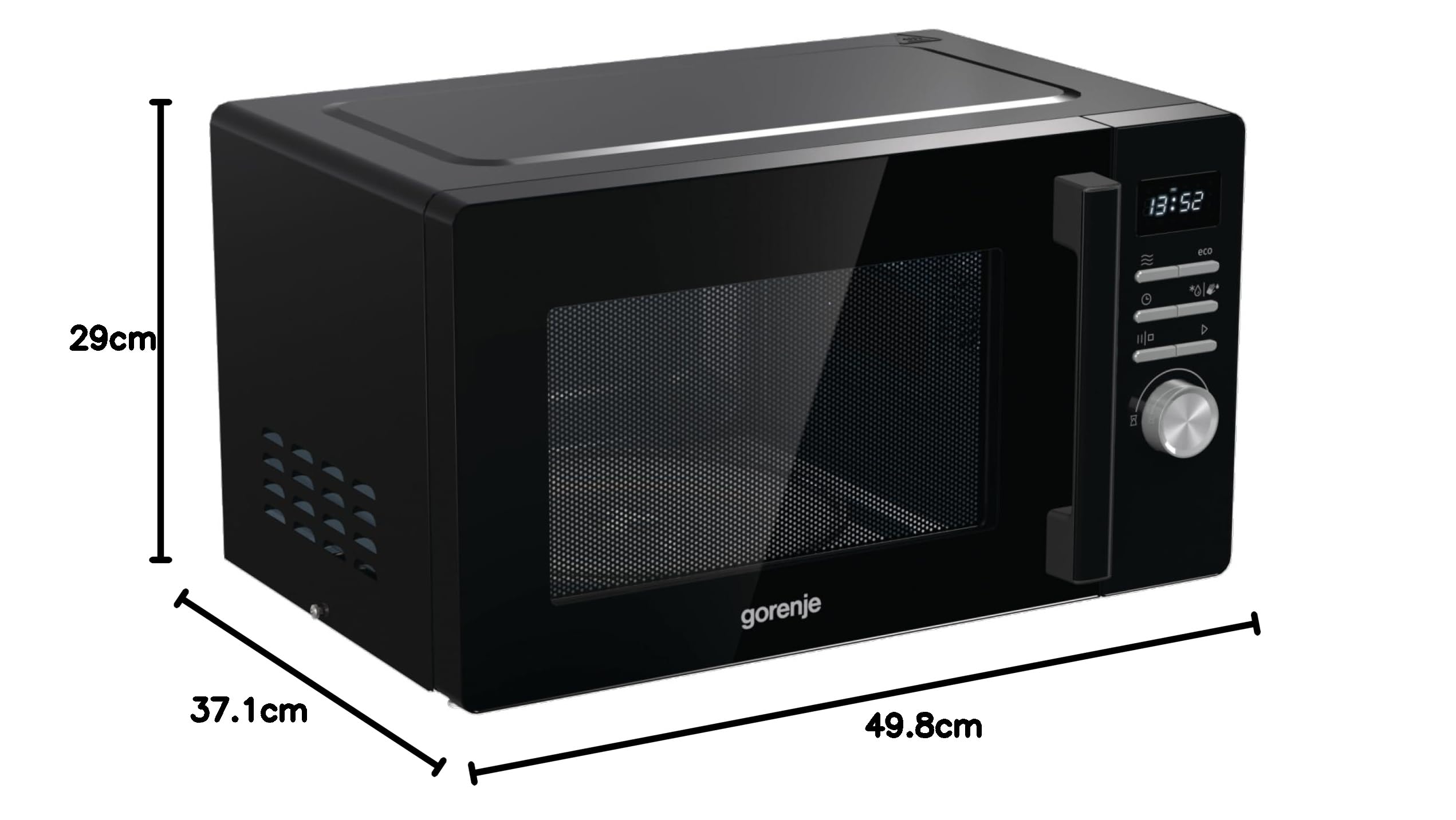 Gorenje Mikrowelle, 23 L, 800 W Mikrowellenleistung, SmartDisplay, AquaClean, SoftMelt, Kindersicherung, 27 cm Glasdrehteller - MO23A3BH