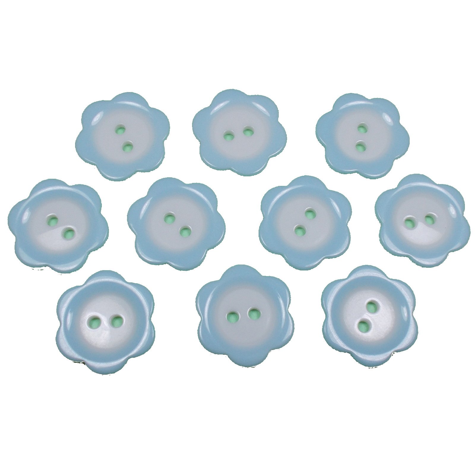 Colour Rim Daisy Flower Plastic Buttons 11mm (Pale Blue, 10)