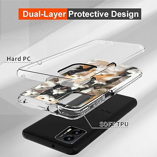 Miniatura 2 de Funda transparente para Motorola Moto G Stylus 5G 2023 con bonito patrón de gatos para mujeres y hombres, doble capa híbrida de poliuretano